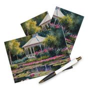 Monet Inspired Water Lily and White Gazebo Greeting Cards (5 Pack)