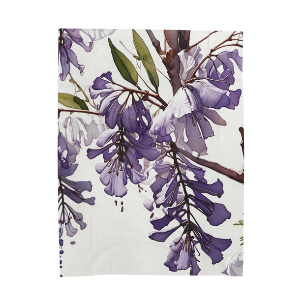 Purple Jacaranda Flowers Velveteen Plush Blanket