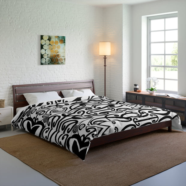 Black And White Maori Koru Comforter
