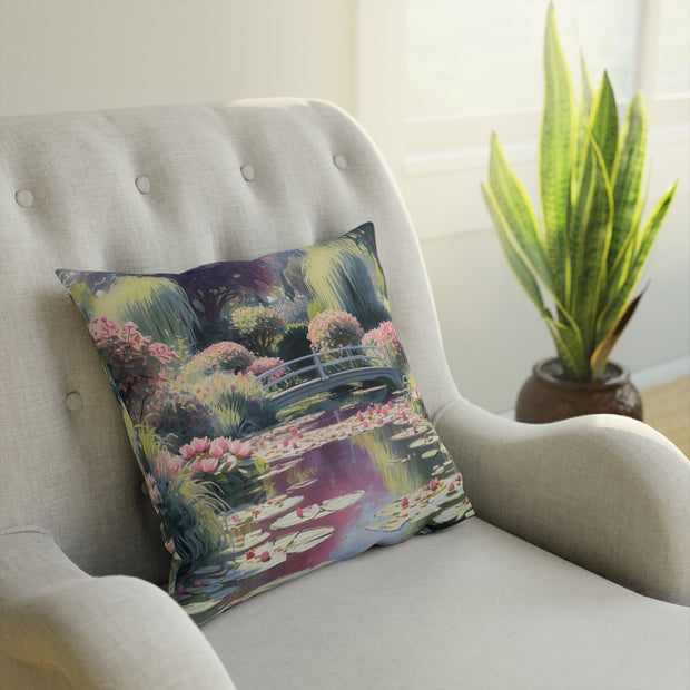 Monet Inspired Lily pond Cushion Watercolor