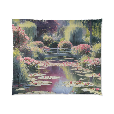 Monet Inspired Garden Watercolor Comforter