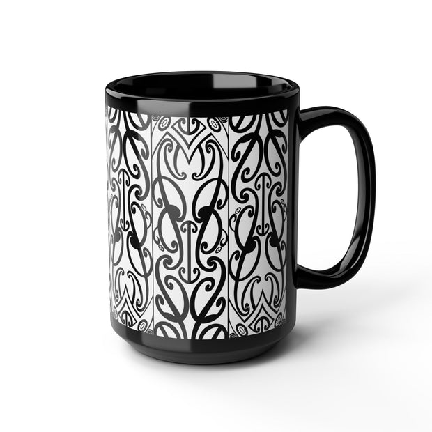 Black And White Koru Black Mug (11oz, 15oz)