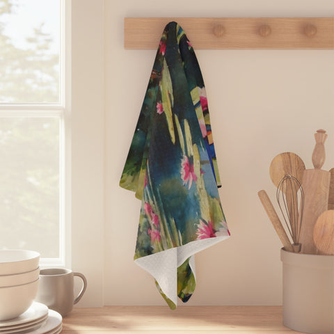 Monet Inspired Waterlily Pond Microfiber Tea Towel