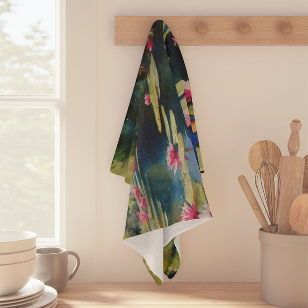 Monet Inspired Waterlily Pond Microfiber Tea Towel