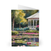 Monet Inspired Water Lily and White Gazebo Greeting Cards (5 Pack)