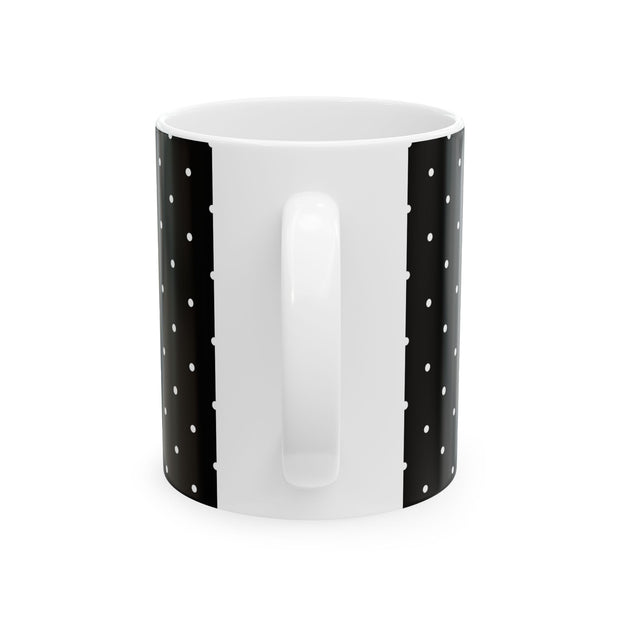 Black and White Polka Dot Ceramic Mug, (11oz, 15oz)