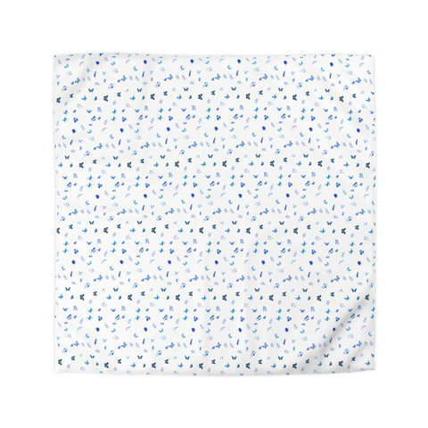 Blue and White Flowers and Butterflies Microfiber Duvet Cover