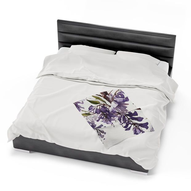 Purple Jacaranda Flowers Velveteen Plush Blanket