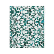 Dark Teal Green Koru Velveteen Microfiber Blanket