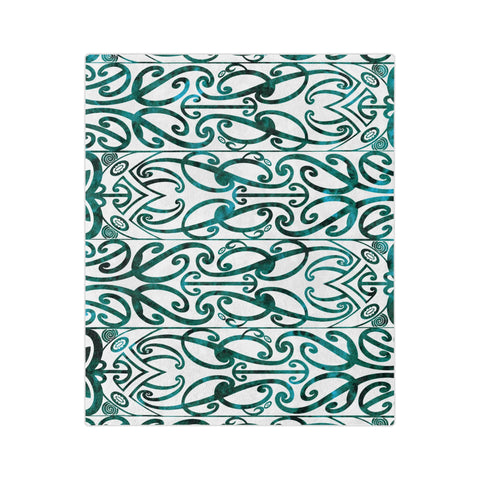 Dark Teal Green Koru Velveteen Microfiber Blanket