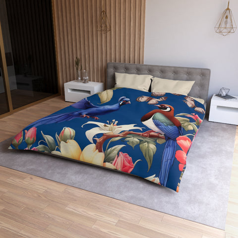 Pheasants A Blue Microfiber Duvet Cover
