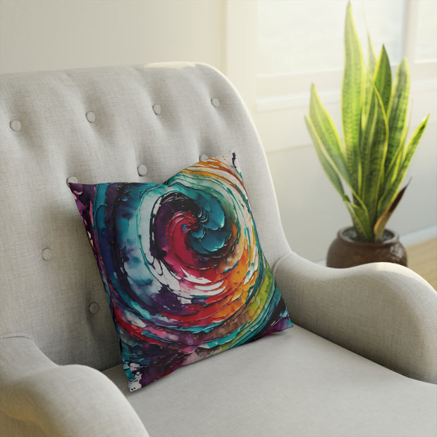 Colorful Swirl In Watercolors and Oils Cushion