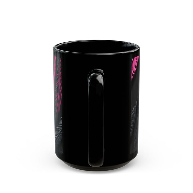 Pink and Black Feathers Mug (11oz, 15oz) Black
