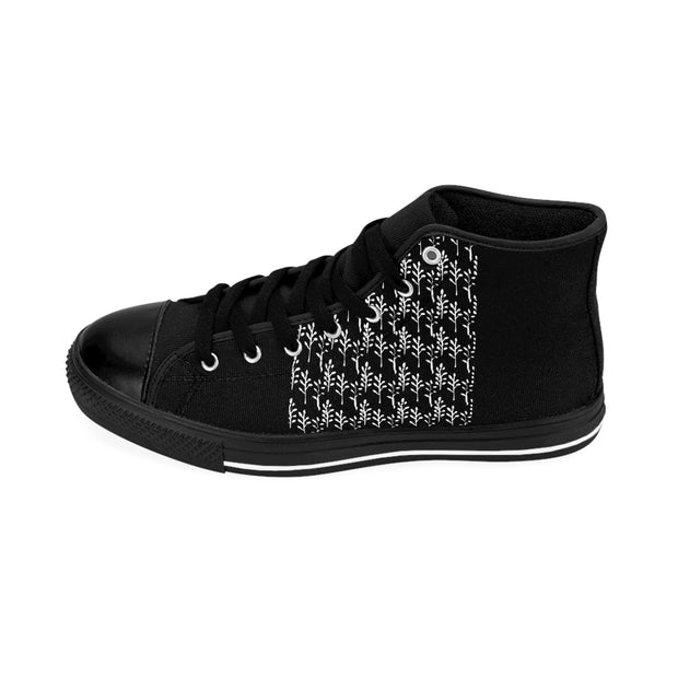 Women's High-top Sneakers Black Summer Leaves