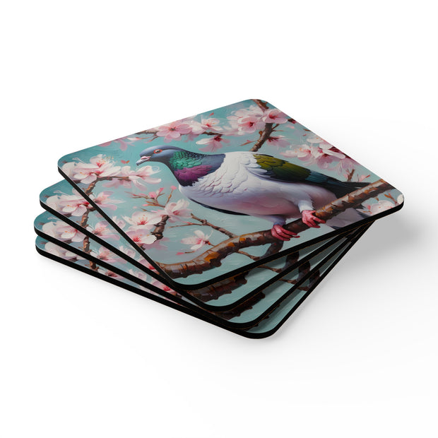 New Zealand Kereru Pigeon Corkwood Coaster Set