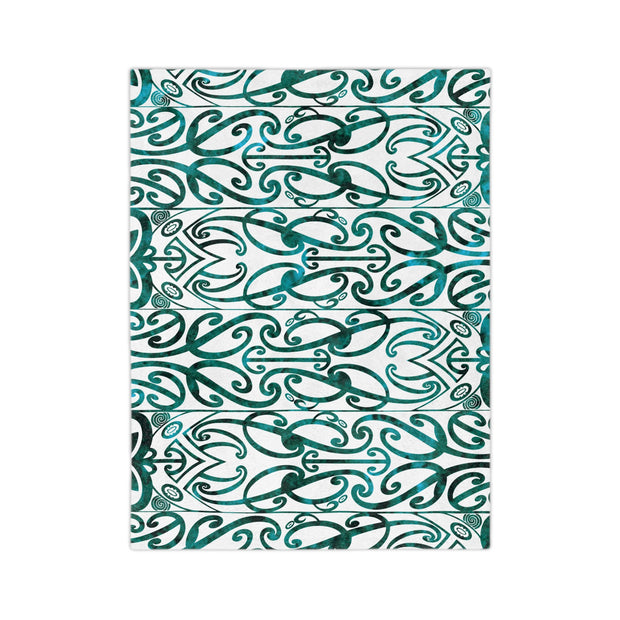 Dark Teal Green Koru Velveteen Microfiber Blanket