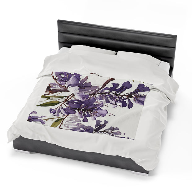 Purple Jacaranda Flowers Velveteen Plush Blanket