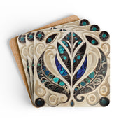 Paua Abalone Shell and Bone Corkwood Coaster Set