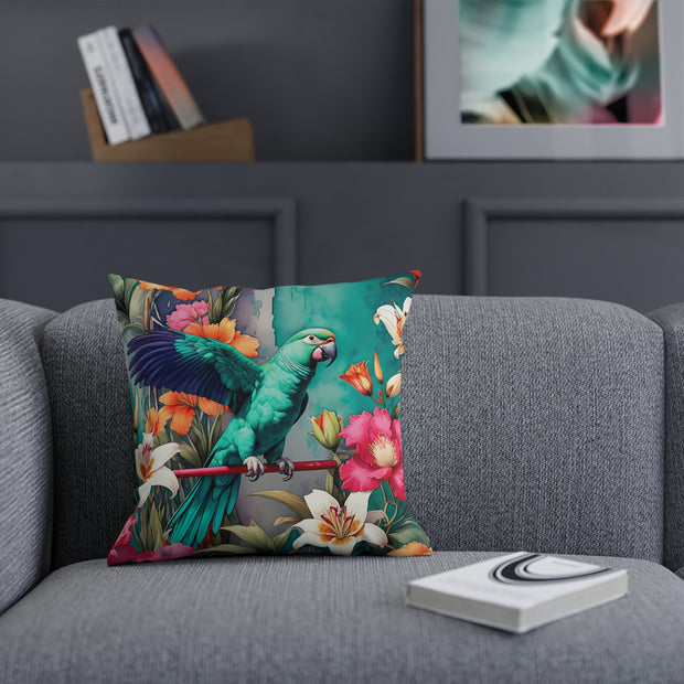 Emerald Green Parrot Paradise Cushion