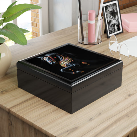 Black Stallion With Jewels Jewelry Box