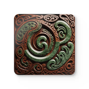2 Wood and Pounamu Greenstone Corkwood Coaster Set