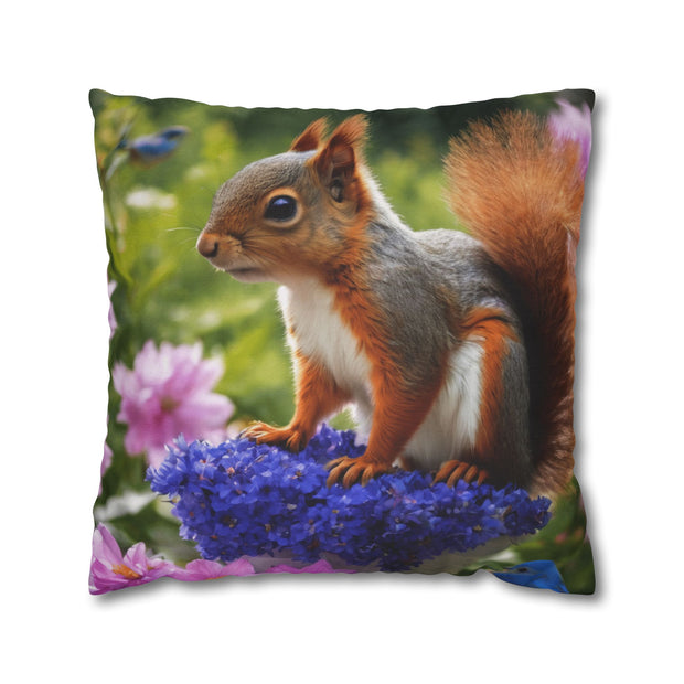 Cute Squirrel In The Forest Spun Polyester Square Pillowcase