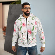 AOP Unisex Zip Hoodie Soft Pink Rose Bud