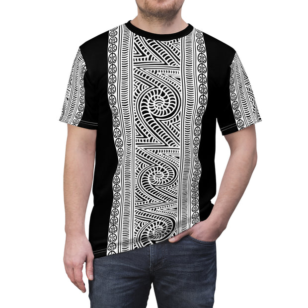 Black and White Koru Unisex Cut & Sew Tee (AOP)