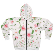 AOP Unisex Zip Hoodie Soft Pink Rose Bud