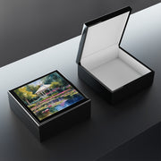 Monet Inspired White Gazebo By The Lily Pond Jewelry Box