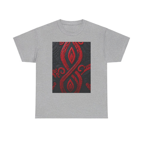 Red and Black Maori Design Mana Unisex Heavy Cotton Tee