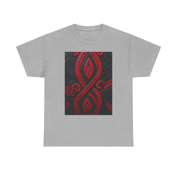 Red and Black Maori Design Mana Unisex Heavy Cotton Tee