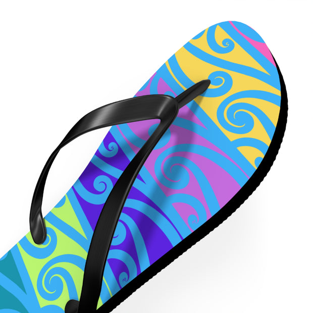 Blue Koru Flip Flops