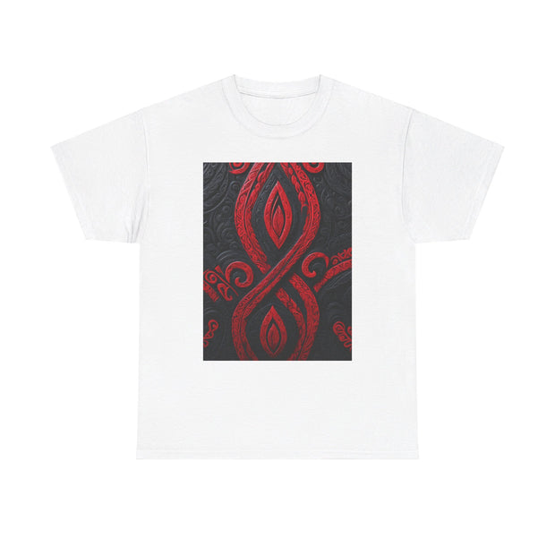 Red and Black Maori Design Mana Unisex Heavy Cotton Tee