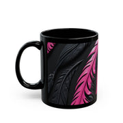 Pink and Black Feathers Mug (11oz, 15oz) Black