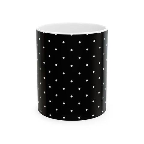 Black and White Polka Dot Ceramic Mug, (11oz, 15oz)
