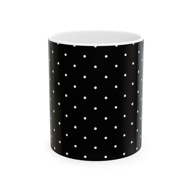 Black and White Polka Dot Ceramic Mug, (11oz, 15oz)