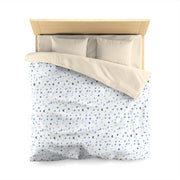 Blue and White Flowers and Butterflies Microfiber Duvet Cover