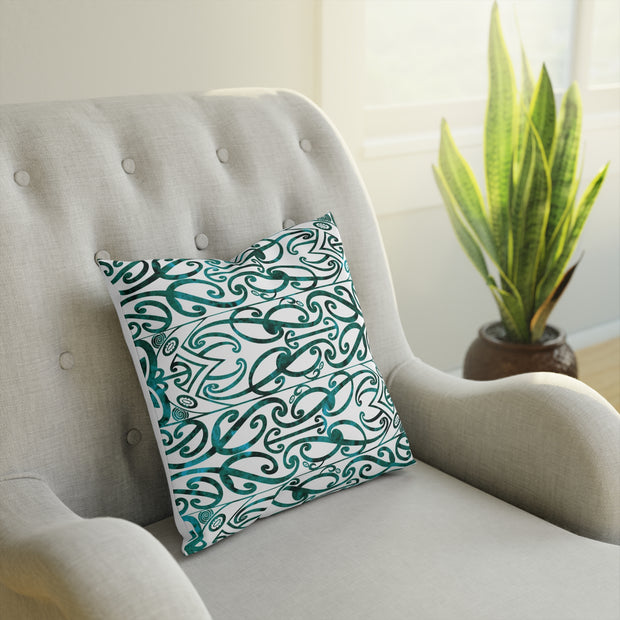 Dark Teal Green Koru Cushion