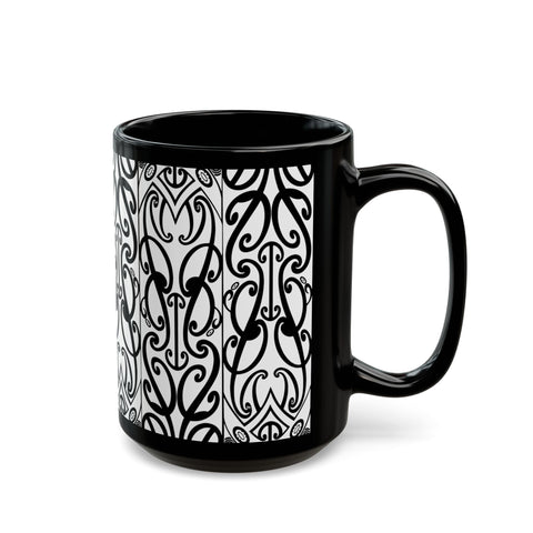 Black And White Koru Black Mug (11oz, 15oz)
