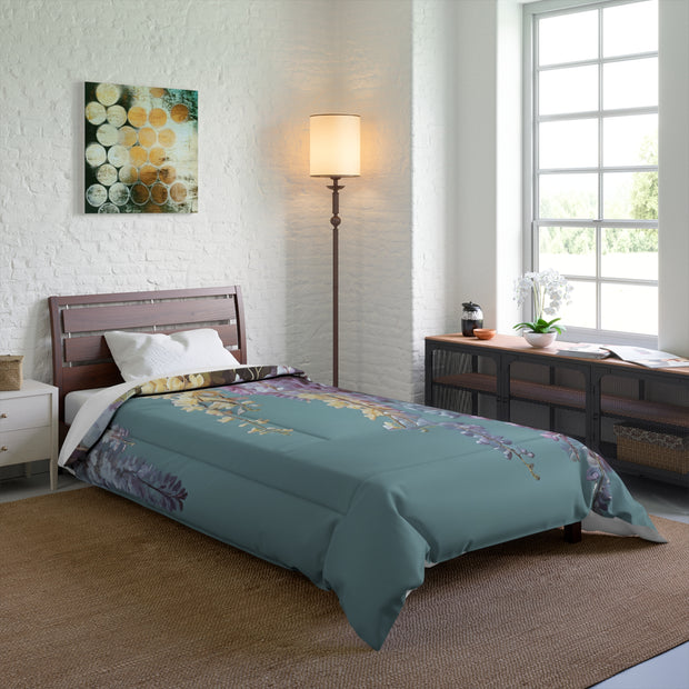 Soft Teal Antique Wisteria Comforter