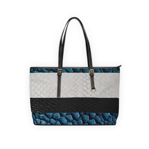 Blue White Black Snake Skin PU Leather Shoulder Bag