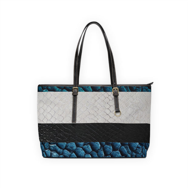 Blue White Black Snake Skin PU Leather Shoulder Bag