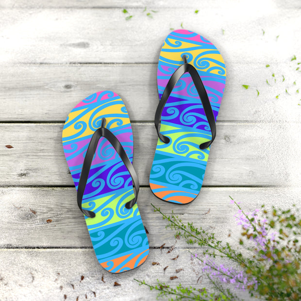 Blue Koru Flip Flops