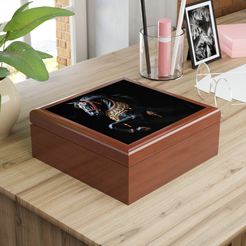 Black Stallion With Jewels Jewelry Box