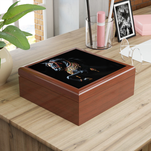 Black Stallion With Jewels Jewelry Box
