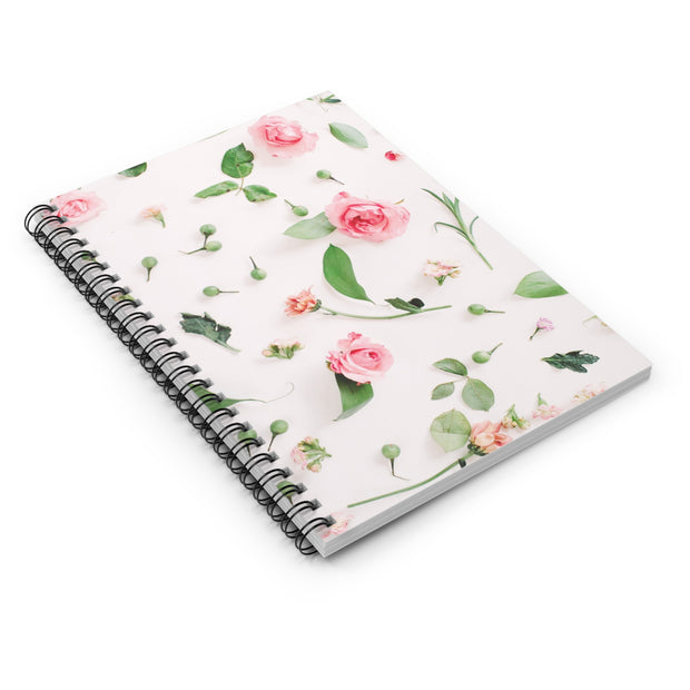 Spiral Notebook - Ruled Line Soft Pink Rosebuds