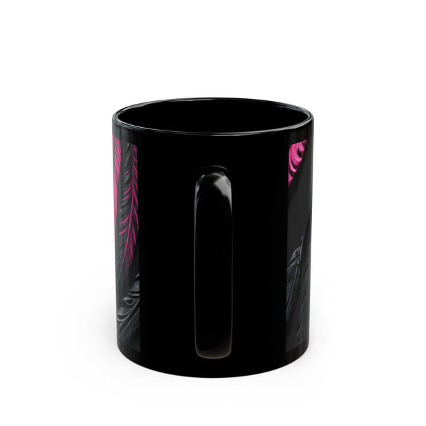 Pink and Black Feathers Mug (11oz, 15oz) Black