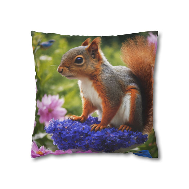 Cute Squirrel In The Forest Spun Polyester Square Pillowcase