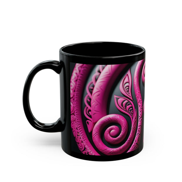 Pink Koru Black Mug (11oz, 15oz)